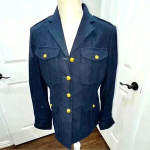 Lauren Ralph Lauren Navy Blue, fitted, gold button front jacket w pockets